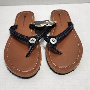 New Magnolia and Vine Braided Flip Flops Sandals - Black - Size 9